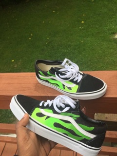 Giày custom Lửa Xanh đen