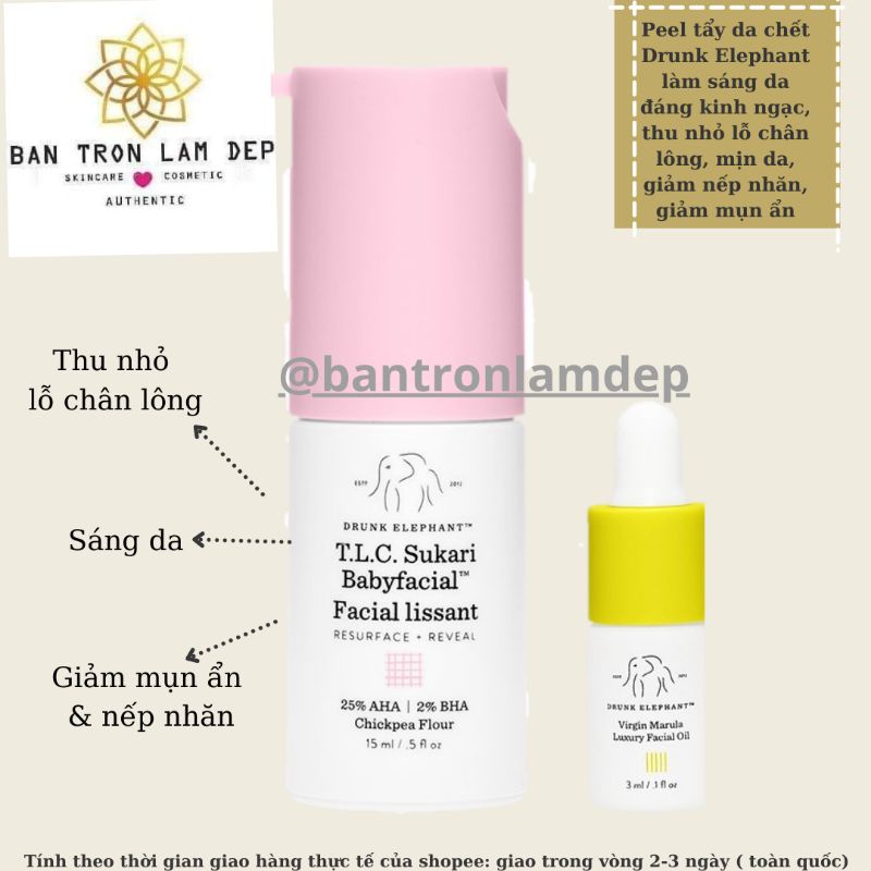 15ml Tẩy da hóa học Drunk Elephant TLC Sukari Babyfacial