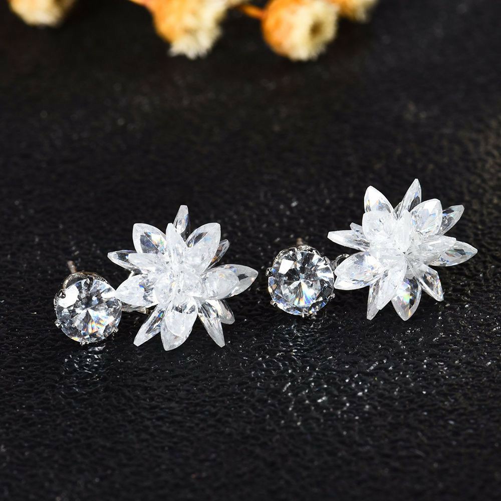 Bông tai hoa tuyết đính đá zircon MS58