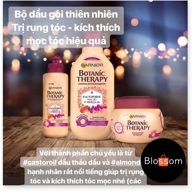 [Mã giảm giá] Dầu gội giúp nhanh mọc tóc, giảm gàu Garnier Botanic Therapy dầu thầu dầu castor oil & hạnh nhân