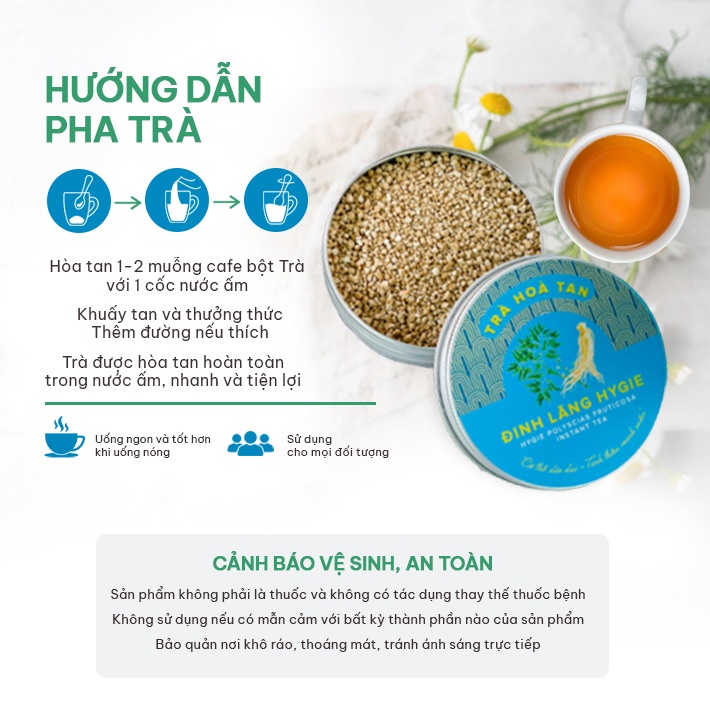 Trà Đinh Lăng Hygie 50g/250g nâng cao thể chất, bồi bổ sức khỏe