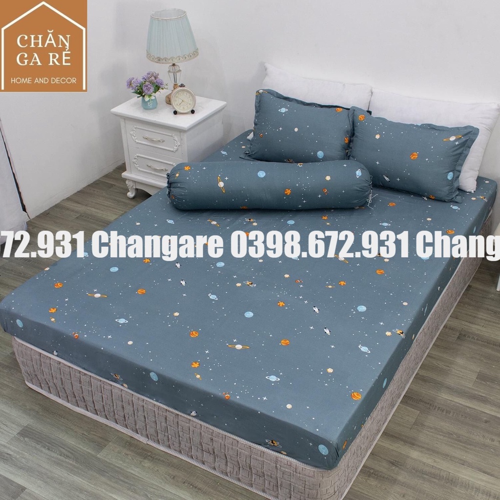 Bộ 5 món chăn ga gối Cotton poly phong cách Hàn Quốc  mẫu Vũ Trụ Xám m6 m8 2m2