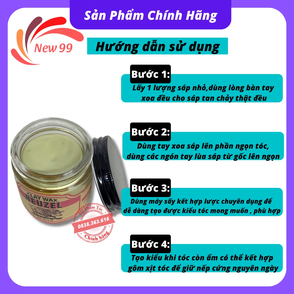 Sáp vuốt tóc nam CLAY WAX tạo kiểu tóc bồng đẹp 100ml hàng chuẩn chất lượng