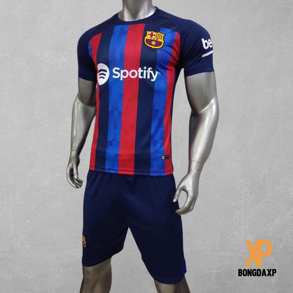Quần áo bóng đá, đồ đá banh CLB Barcelona Xanh sọc đỏ Mới Vải thun lạnh cao cấp