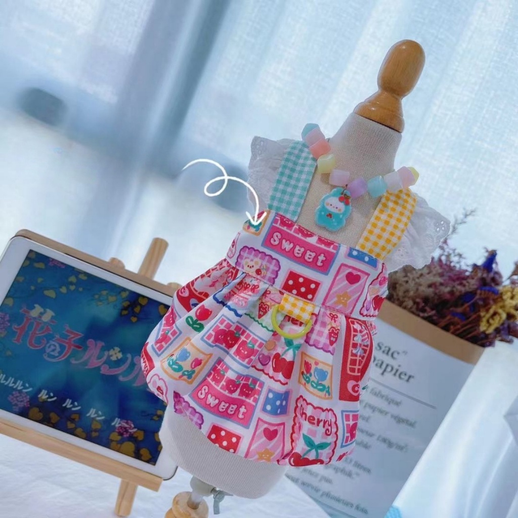 Dây dắt kiểu váy CAMQUYTSTORE phong cách Lolita màu hồng dễ thương cho thú cưng