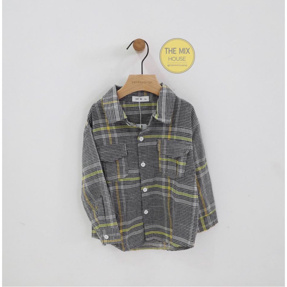 ÁO SƠ MI CARO XÁM CHO BÉ