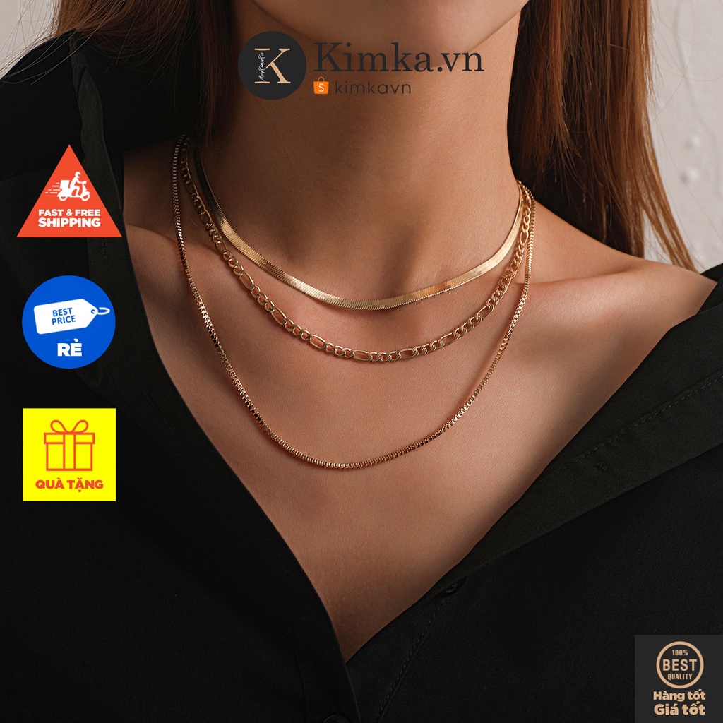 (0639) Vòng Cổ Dây Chuyền 3 Lớp Cá Tính Phong Cách Âu Mỹ