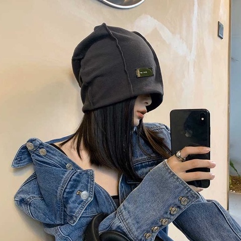 Nón Trùm Đầu Nhỏ Che Mặt Màu Đen Phong Cách Nhật Bản Thời Trang Thu Đông Cho Nữ