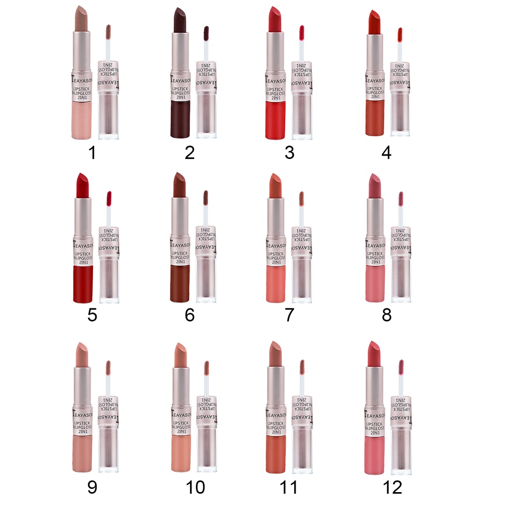 CODseller 30g TEAYASON Lip Lacquer Beautiful Safe Lightweight Double-ended Lipstick Lip Gloss for Outdoor