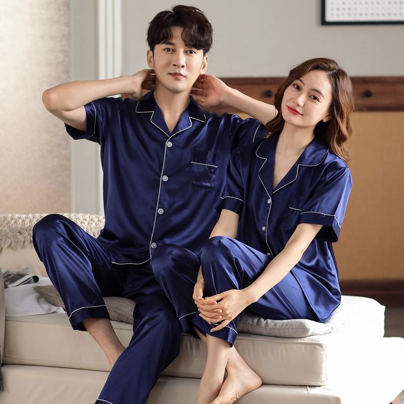 Đồ ngủ đôi, nữ Xia Bingsi, pyjama nam, mỏng mùa hè, ngắn tay cộng size xuân hè bộ đồ dịch vụ gia đình cặp vợ chồng | BigBuy360 - bigbuy360.vn