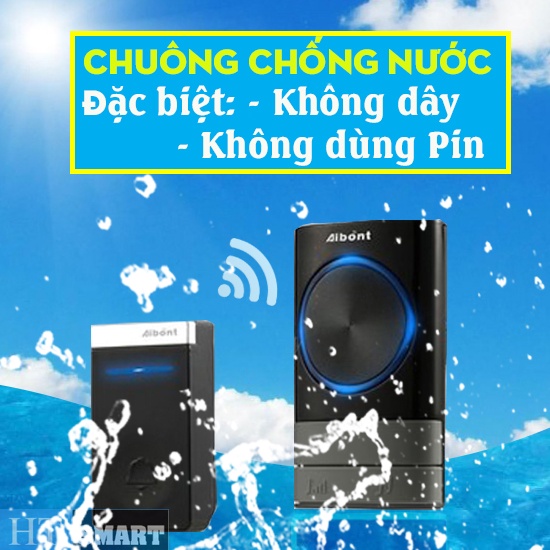 Chuông cửa không dùng Pin, không dây chống nước Aibont cao cấp - Màu Đen
