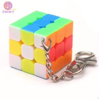 Móc treo chìa khóa hình khối rubik 3x3 mini 3cm kèm móc treo sợi xích độc đáo thời trang