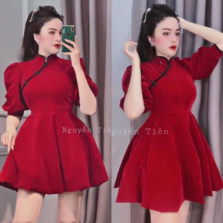 Đầm nhung xòe cổ trụ bigsize 60-90kg