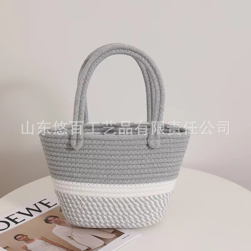 Túi Xách Cotton Dệt Tay Màu Hồng Phong Cách Mới Nhỏ Gọn Tươi Trẻ Dành Cho Nữ Đi Du Lịch / Dã Ngoại / Đi