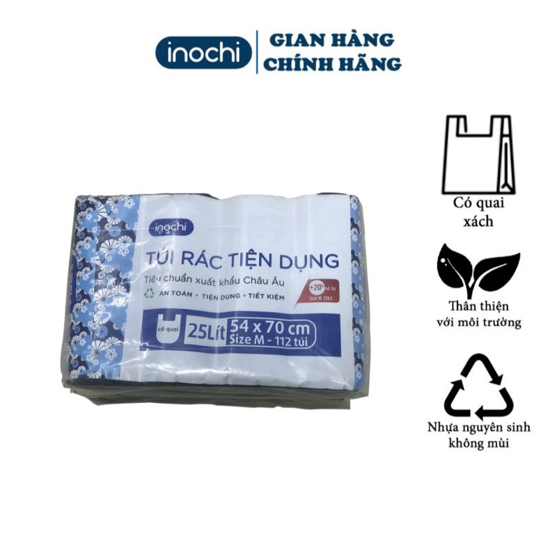 Lô túi rác tiện dụng Soji 4 x 10L/25L/50L INOCHI, kháng khuẩn và khử mùi hôi hiệu quả. LÔ TÚI RÁC CÓ QUAI