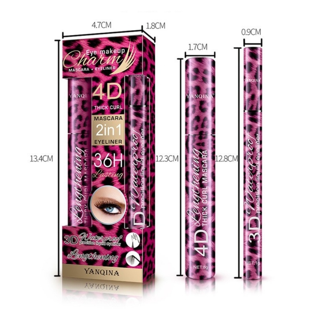 Mascara &amp; kẻ mắt 2N1 YANQINA Eye Charm thiết kế da báo nội địa trung - mascara JINT