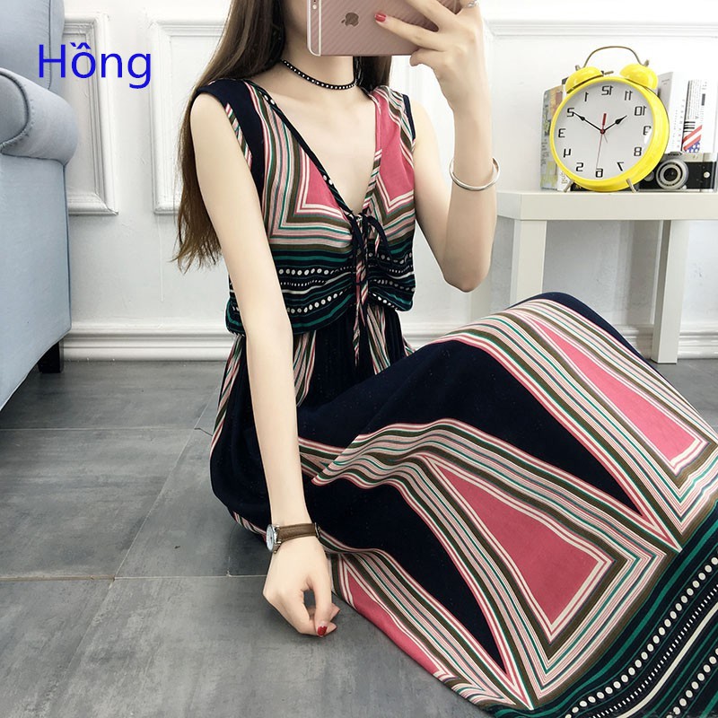 Đầm không tay dáng dài cổ V phong cách Bohomian | BigBuy360 - bigbuy360.vn