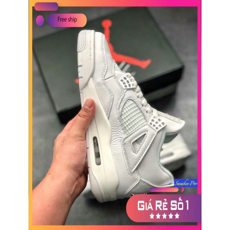 (FULL BOX + QUÀ TẶNG) Giày thể thao AIR JORDAN 4 Retro Pure money full trắng cổ thấp siêu đẹp dành cho nam và nữ