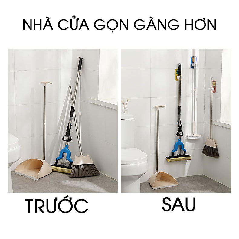 Móc Dán Tường Kẹp Giữ Cây Lau Nhà Móc Treo Chổi, Treo Ô, Đồ Dùng