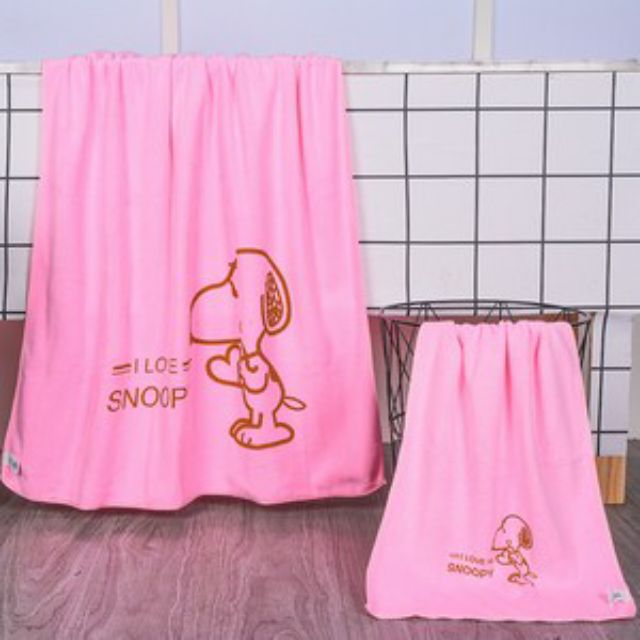 Bộ 2 khăn tắm in hình chú chó 70x140cm và 35x75cm,,,