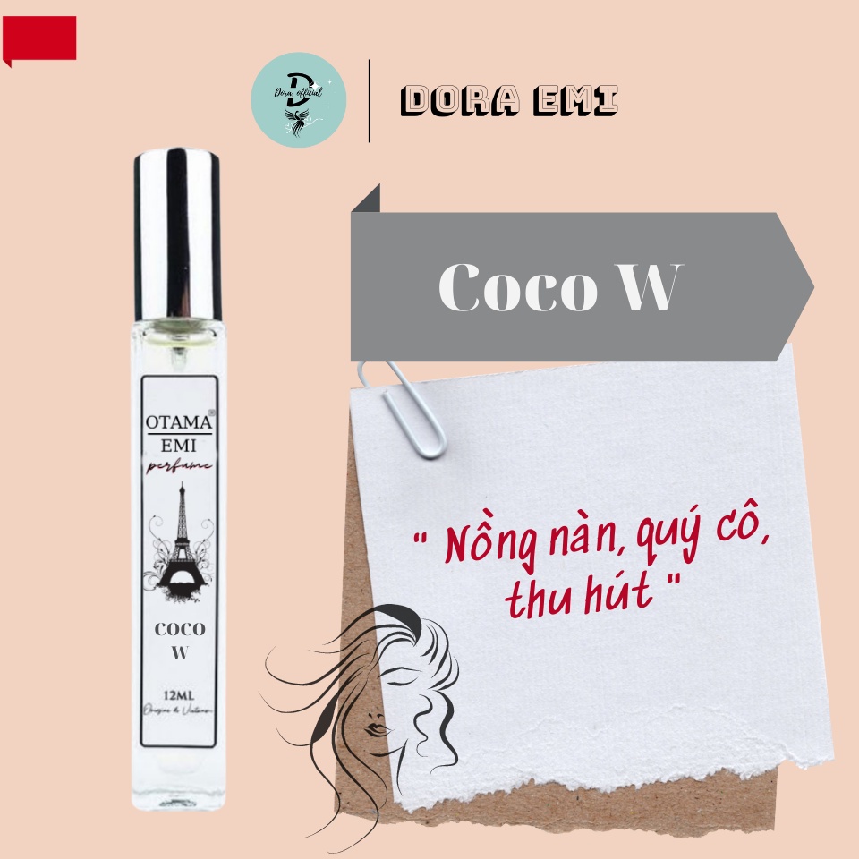COCO W Tinh dầu nươc hoa, Nước hoa giá học sinh toả hương mạnh, lưu mùi lâu Dora emi