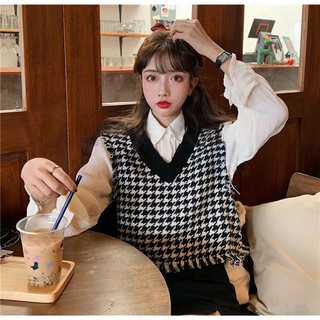 (Sẵn) Gile đen trắng basic Hàn Quốc style ulzzang
