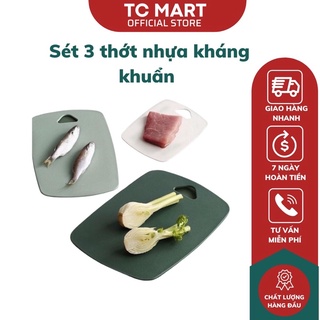 Set Ba Thớt Kháng Khuẩn Màu PASTEL Bề Mặt Chống Trơn Trượt