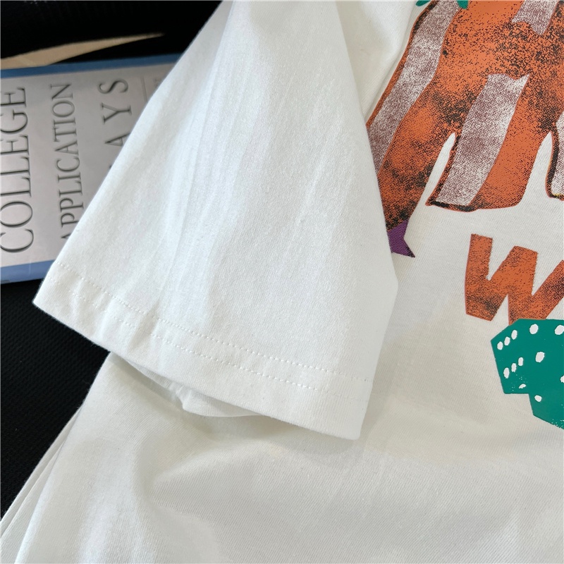 Áo Thun Nữ Ngắn Tay Cổ Tròn In Chữ Phong Cách Hàn Quốc Mới