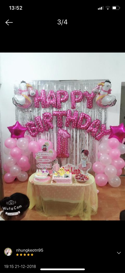 Combo bóng Happy Birthday +2 rèm kim tuyến+50 bóng nhũ tặng bơm, keo dính (chat với shop để chọn màu)