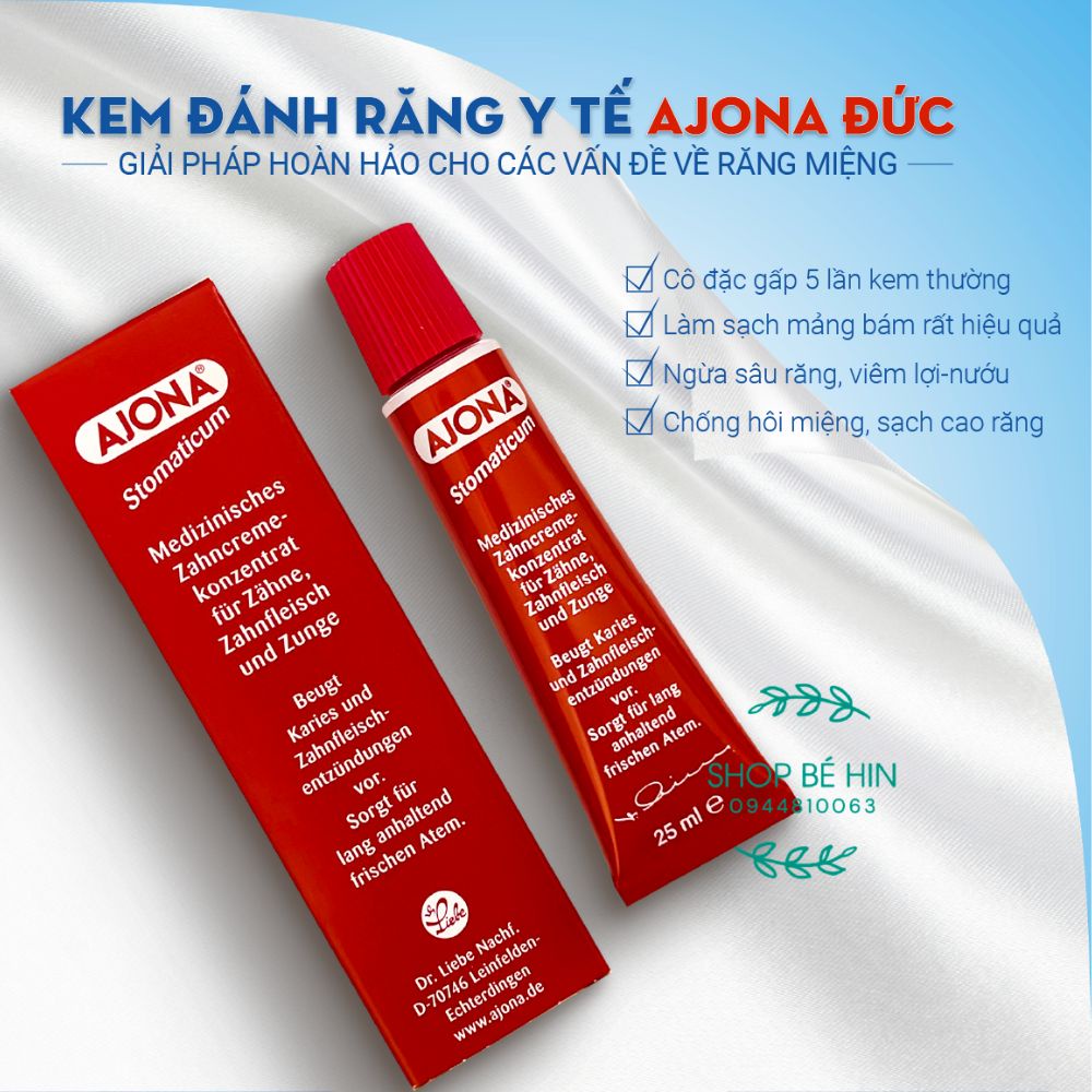 Kem đánh răng ý tế Ajona trắng răng, loại bỏ cao răng, Hàng Đức - Shop Lavenic