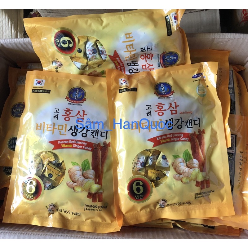 KẸO GỪNG HỒNG SÂM 365 VITAMIN HÀN QUỐC 300G