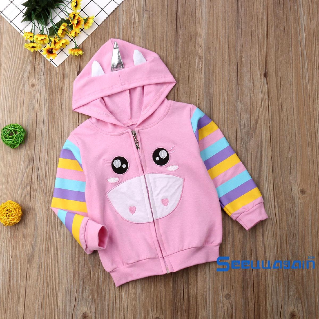 Áo khoác hoodie in hình kỳ lân cho bé