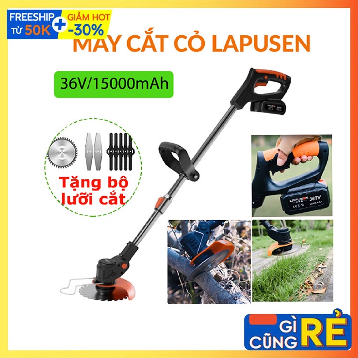 Máy cắt cỏ, tỉa cành cầm tay LAPUSEN 2 PIN 15000mah, động cơ mạnh 1800w [TẶNG BỘ 8 LƯỠI CẮT]