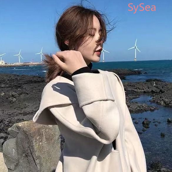 Áo Khoác Len Tay Dài Dáng Rộng Thời Trang Mùa Đông Nữ Tính