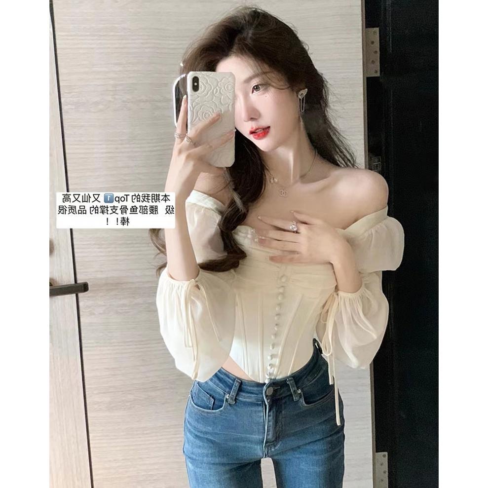 Áo Sơ Mi Trễ Vai JustQin Phong Cách Mùa Xuân Mới 2022