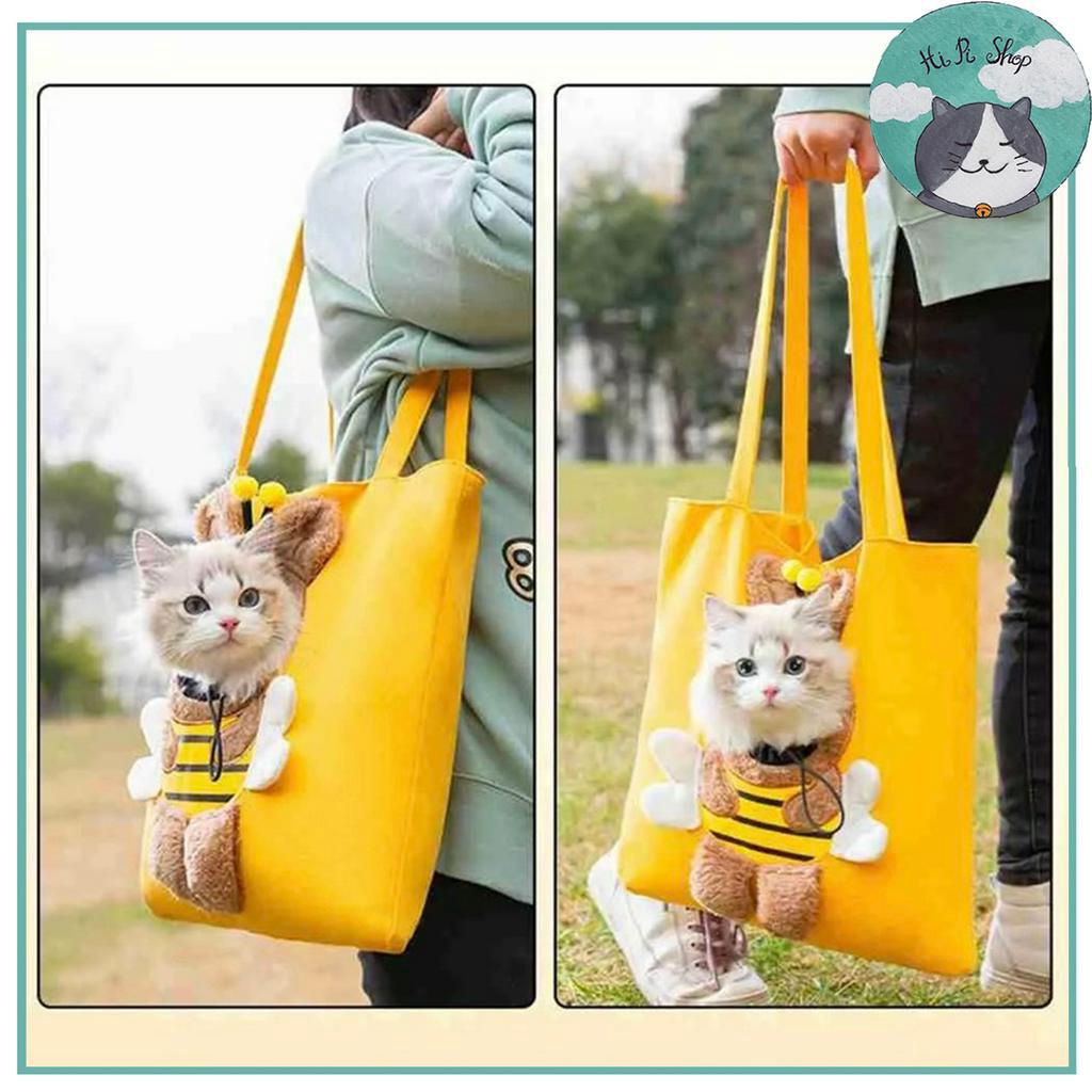 Túi Đeo Bằng Vải Canvas Vận Chuyển Chó Mèo Họa Tiết Hoạt Hình Dễ Thương Túi Du Lịch Cho Thú Cưng