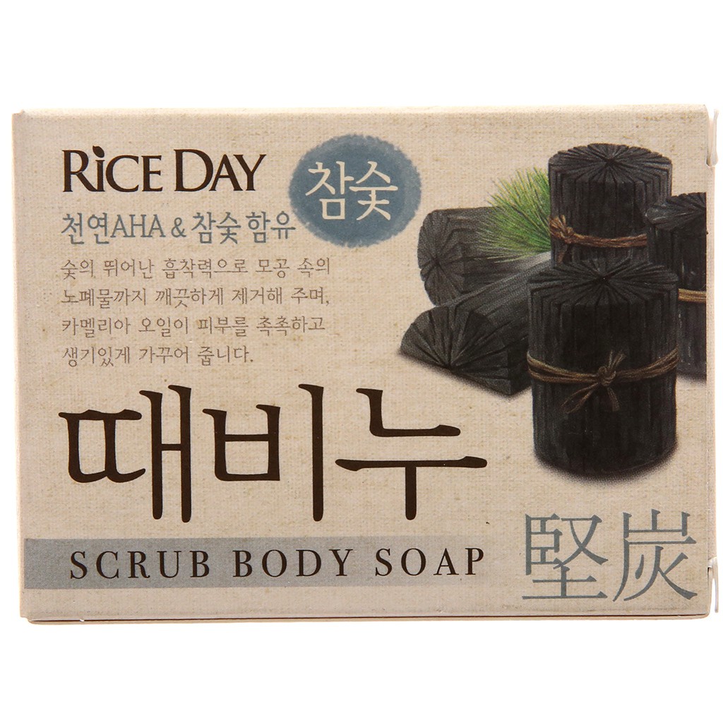 Xà bông tẩy da chết tinh chất than hoạt tính RICE DAY 100g