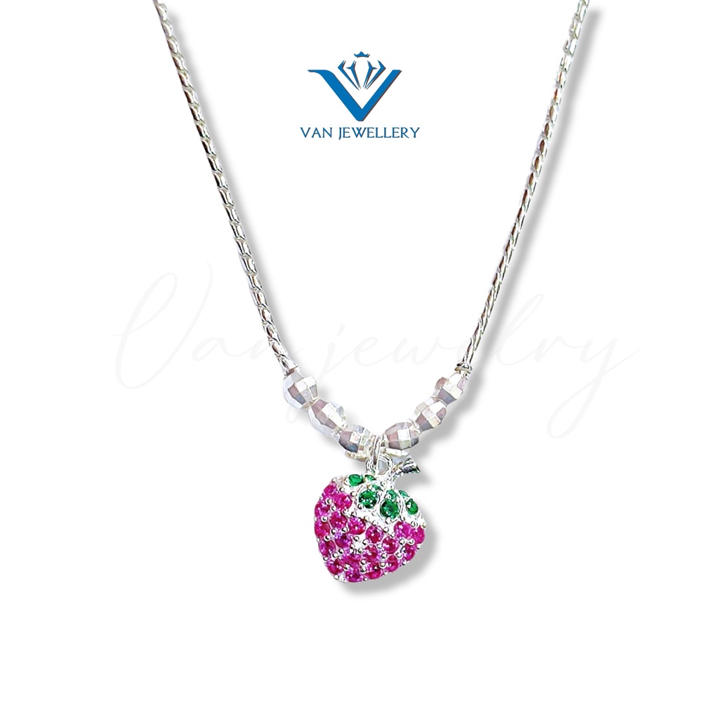 Dây chuyền bạc Dây liền mặt quả Dâu Tây dễ thương cho bé Van Jewelry V10744