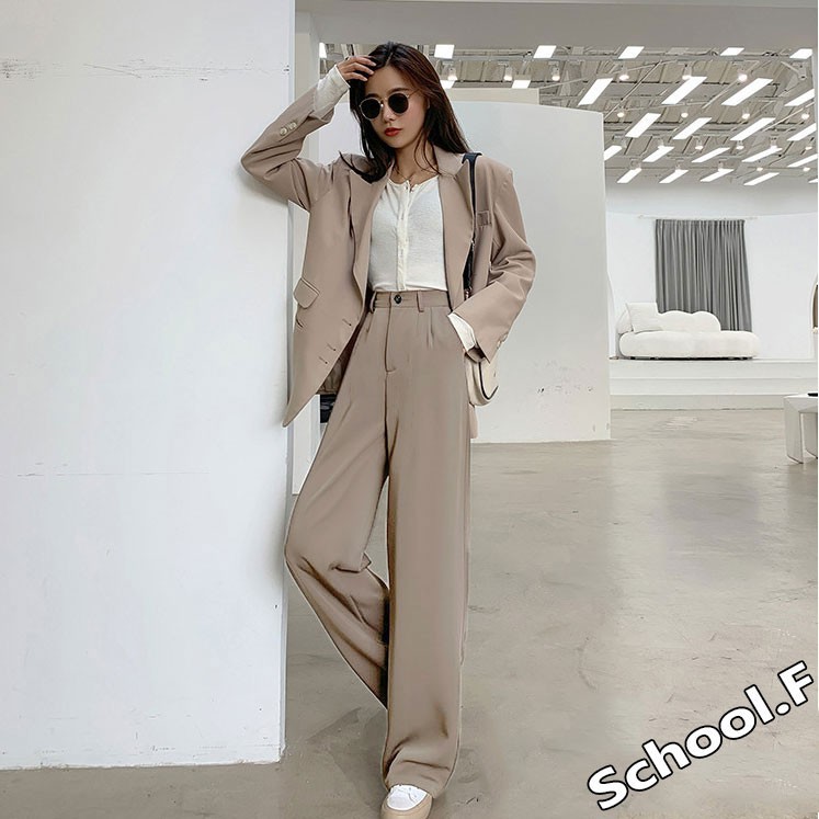 Quần tây ống rộng nữ lưng cao màu Nâu Tây - Quần ống suông mẫu mới chất vải MANGO Mềm - Mỏng - Suông cao cấp | SchoolF | BigBuy360 - bigbuy360.vn