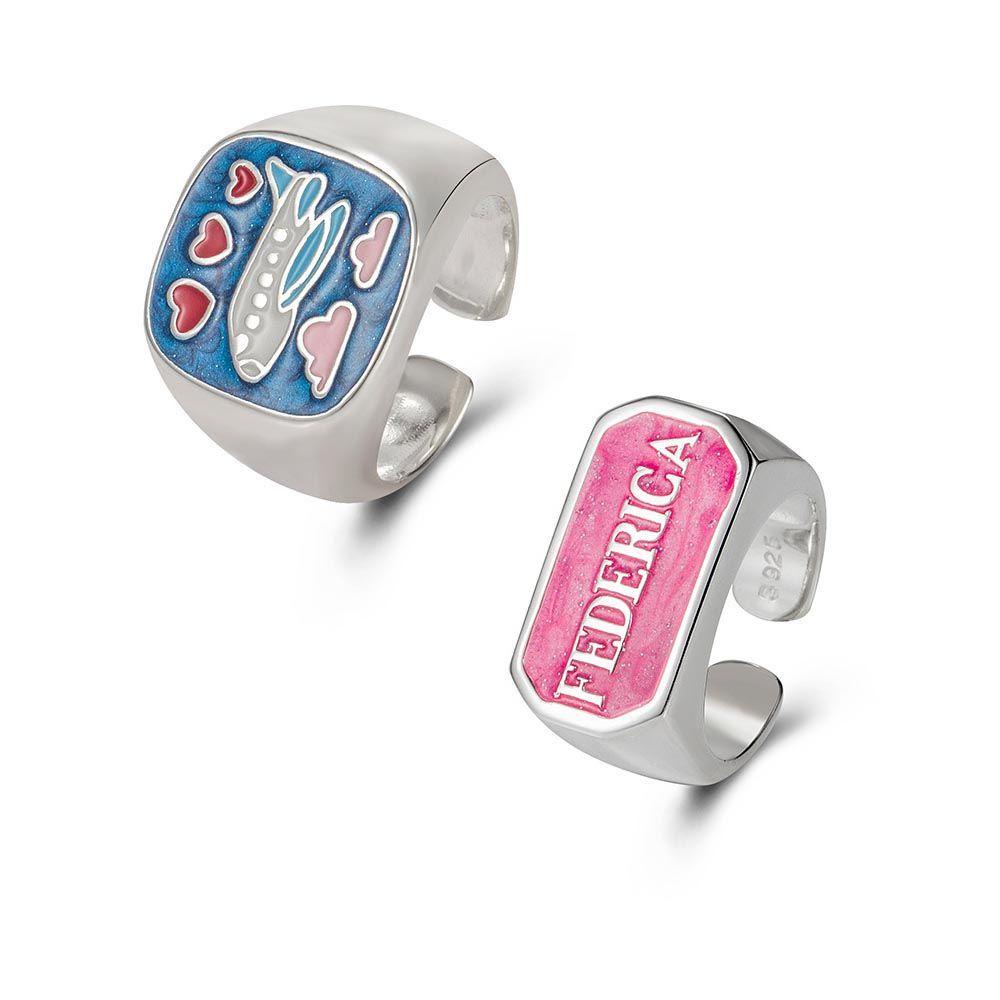 Nhẫn Mở VANES1 Họa Tiết Chữ Cái Thanh Lịch Cho Nữ