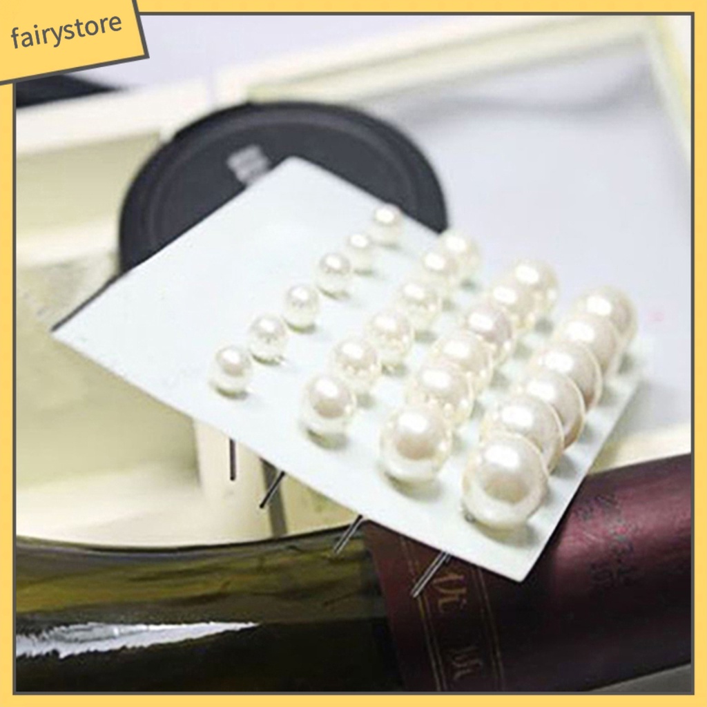 Set 12 đôi khuyên tai dạng xỏ hạt ngọc trai nhân tạo thanh lịch dành cho nữ