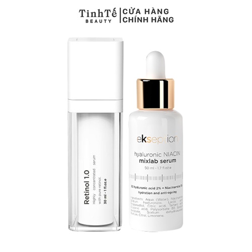 Bộ đôi ngừa mụn, mờ thâm Ekseption Hyaluronic Niacin và Fusion Retinol 1.0