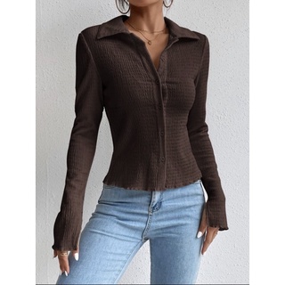 Áo tay dài ôm body cổ polo