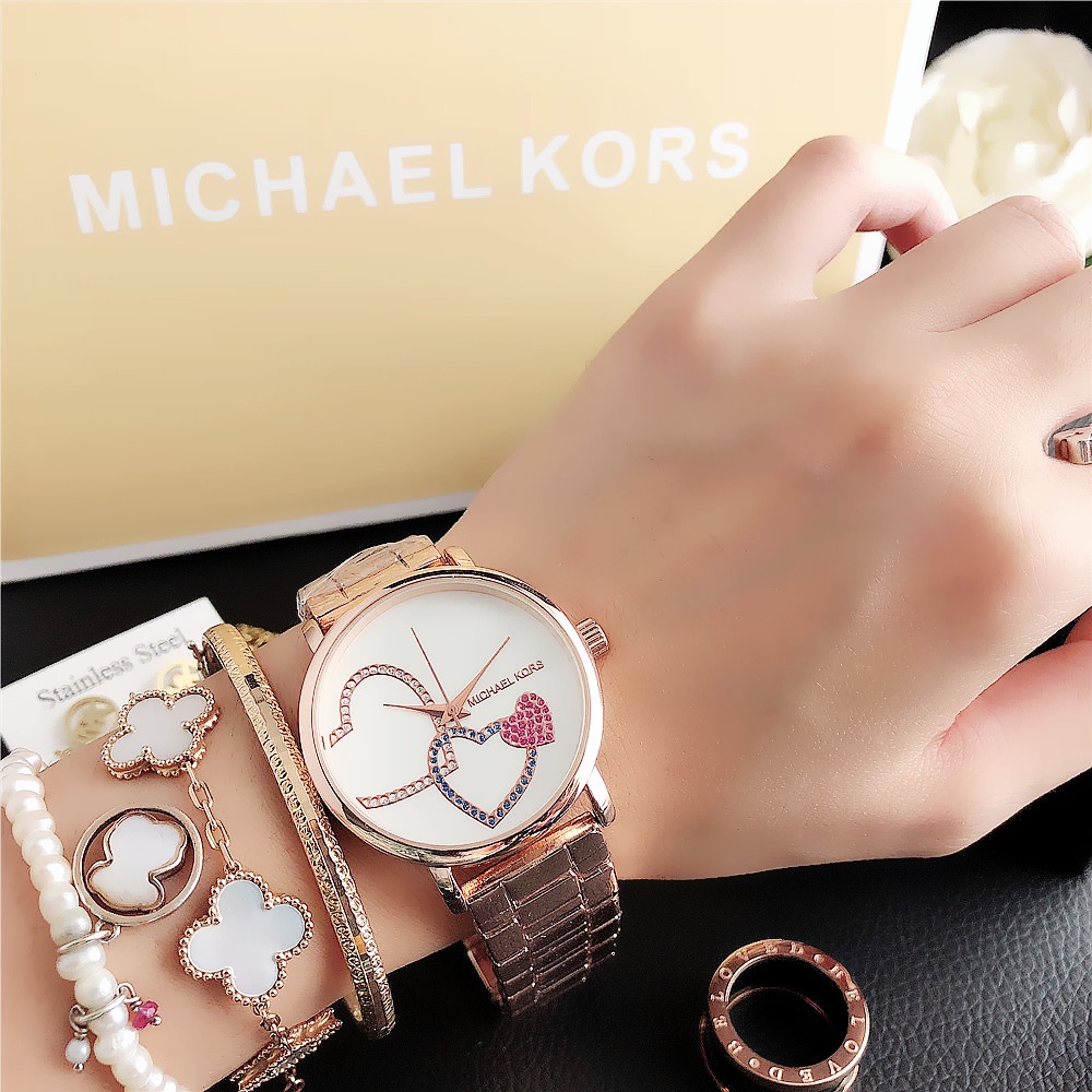 Mk Đồng Hồ Đeo Tay Thời Trang Bằng Thép Không Gỉ Sang Trọng Cho Nữ jam tangan perempuan wanita