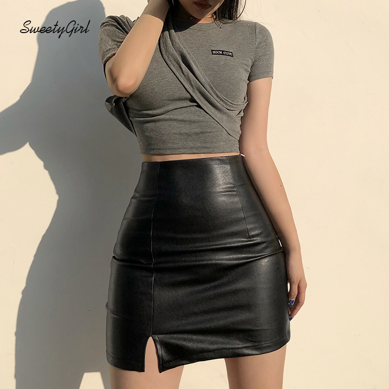 Chân Váy Da Pu Màu Trơn Thời Trang Dành Cho Nữ | BigBuy360 - bigbuy360.vn