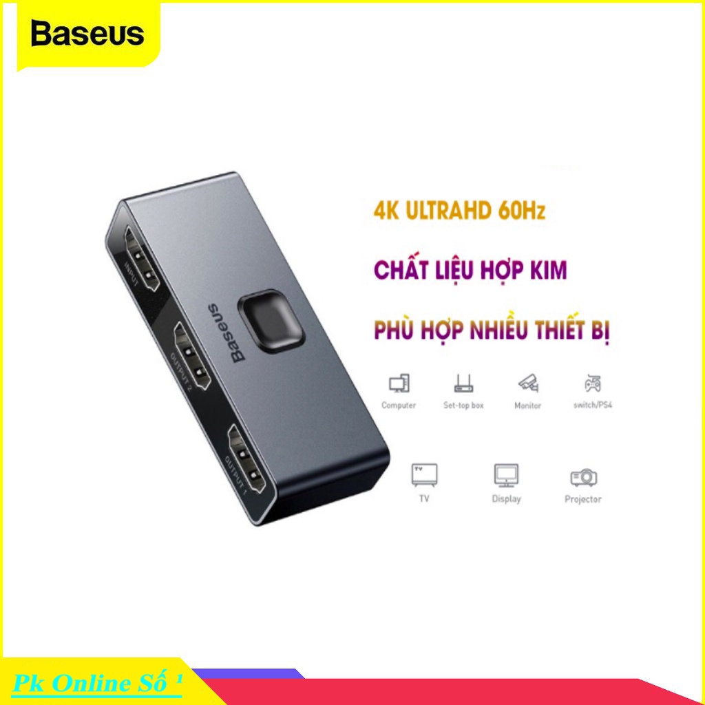 Bộ chuyển đổi 2 trong 1 ra Bộ chuyển đổi HDMI cho HỘP TV PS4- Baseus 4K 60Hz HDMI Splitter 2 Cổng