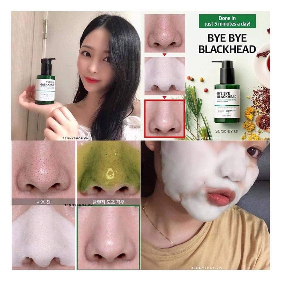 Sữa rửa mặt tiêu mụn đầu đen Some By Mi Bye Bye Blackhead 30 Days Miracle Green Tea Tox Bubble