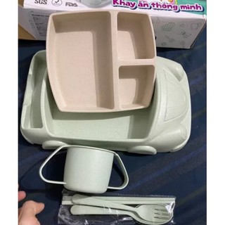 Bộ khay ăn dặm lúa mạch Bobby ô tô cho bé