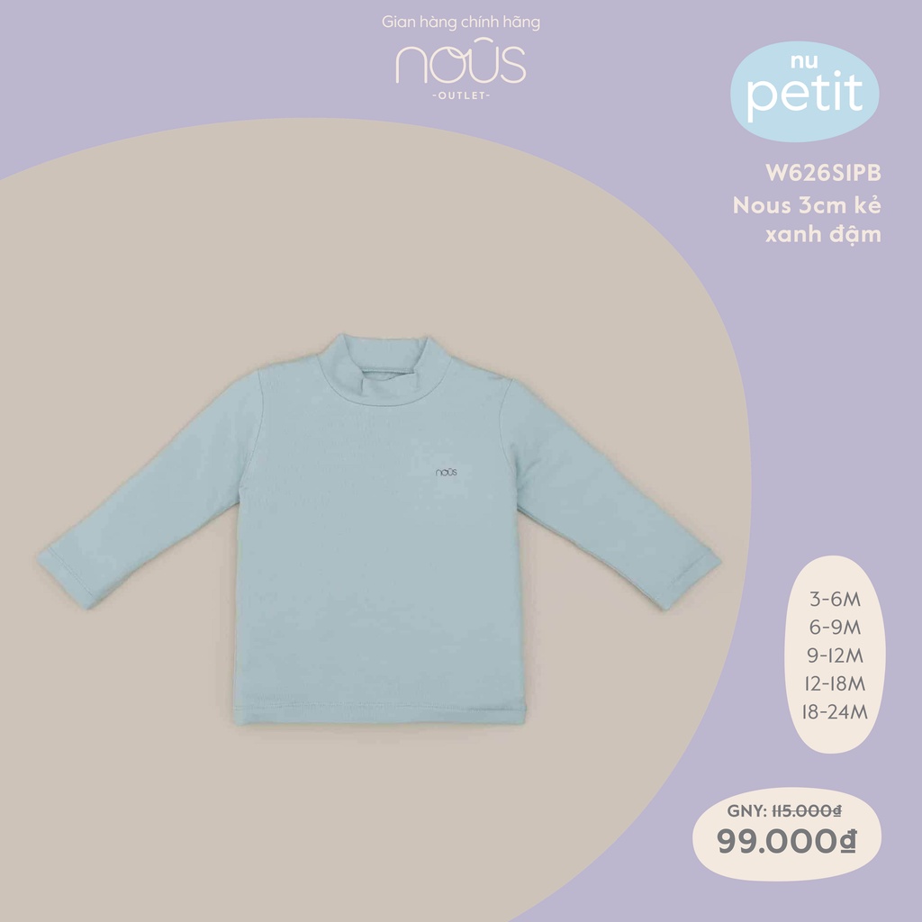 Áo thun dài tay cổ lọ 3cm Nous màu xanh đậm - chất liệu Nu Petit kháng khuẩn mềm nhẹ (Size Từ 3-24M)