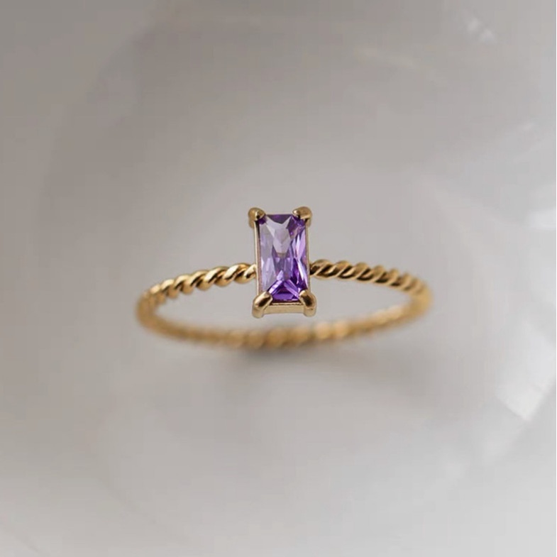 Nhẫn Xoắn Mặt Đá Nhân Tạo Nhiều Màu Titan Ko Đen TT 4407